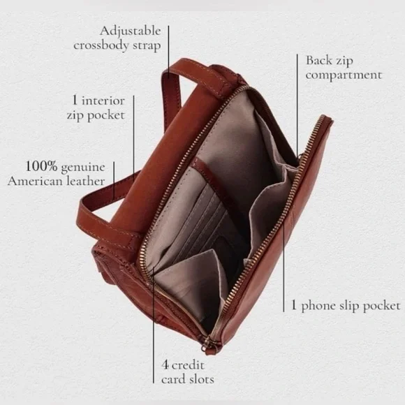 American Leather Co. Kansas Crossbody Bag Travel Classic Purse Wallet Passport - Picture 3 of 14